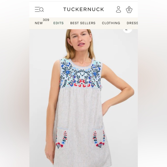 Tuckernuck Dresses & Skirts - Tuckernuk Striped linen sunny mini Dress with Embroidered Details NWT